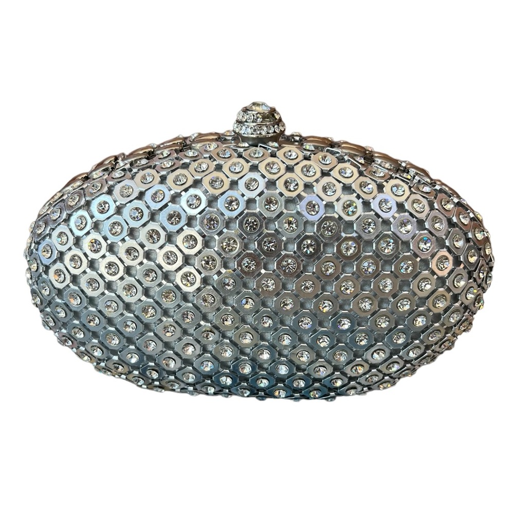 Silver Crystal Clutch Handbag